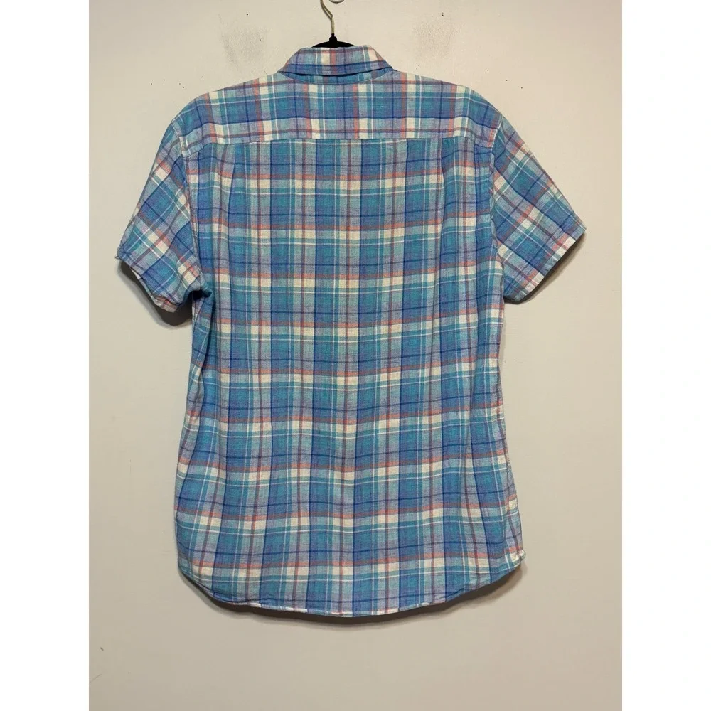 J.Crew Homespun Cotton Plaid Shirt Men Sz Medium Ivy League Preppy Office Summer